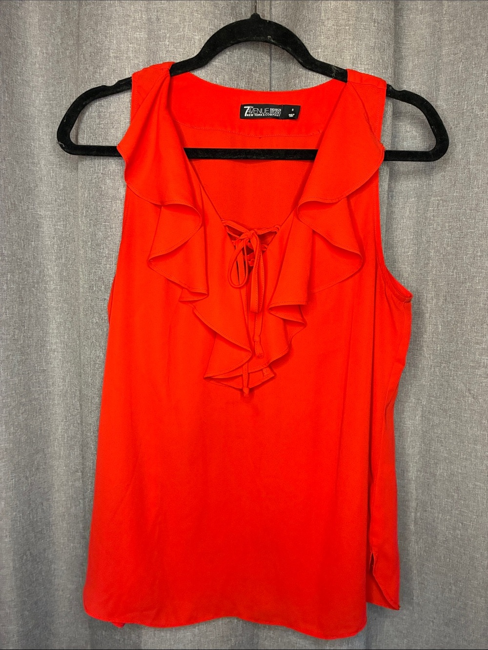 Like New New York & Company Red/Orange Ruffle Tie-Front Sleeveless Camisole